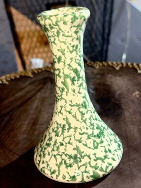 Roseville Vintage Spongeware Green Bud Vase